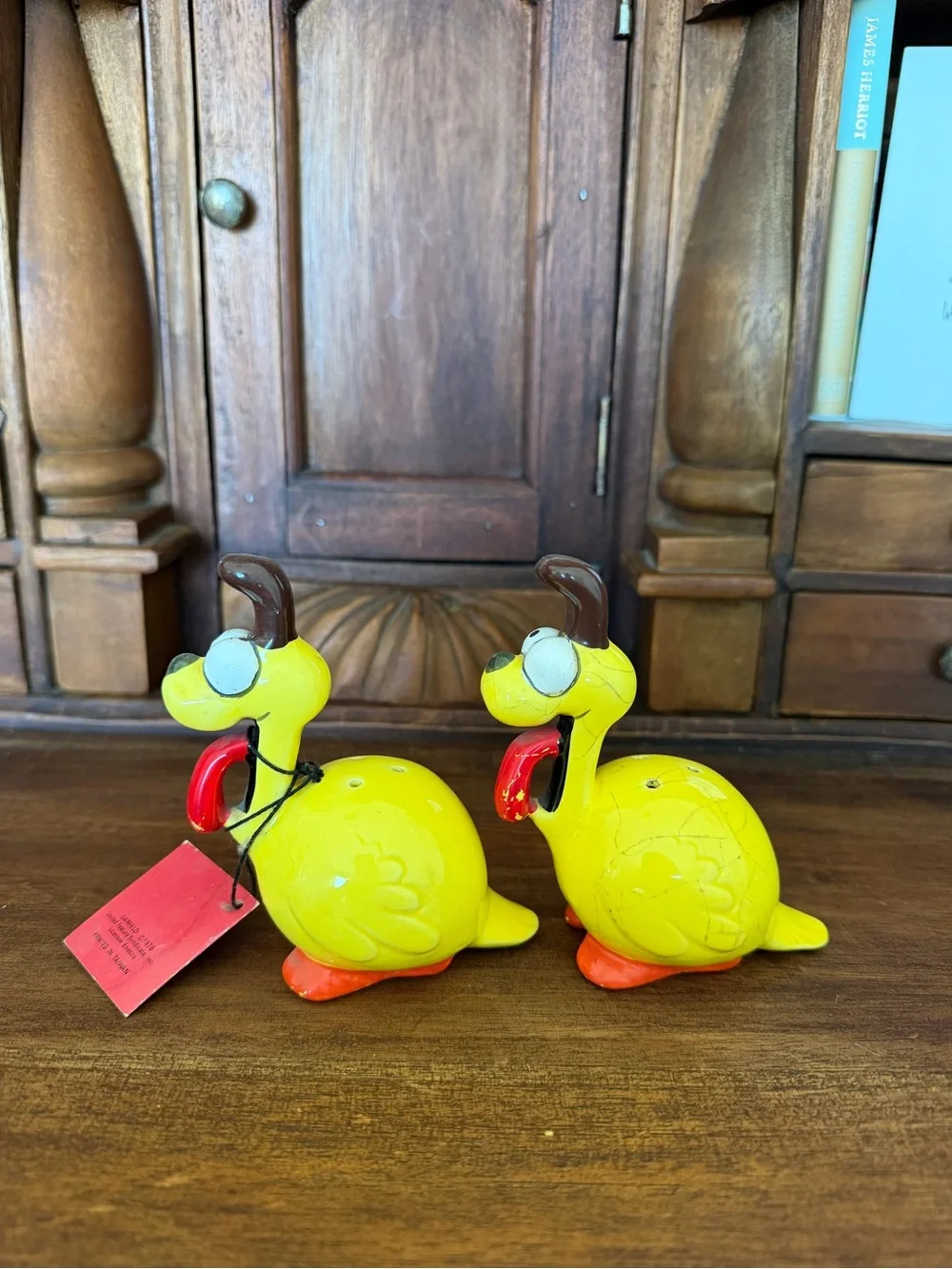 Vintage Enesco Garfield Odie Salt Pepper Shakers Original Tag Taiwan